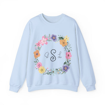 Initials inside a Floral Wreath