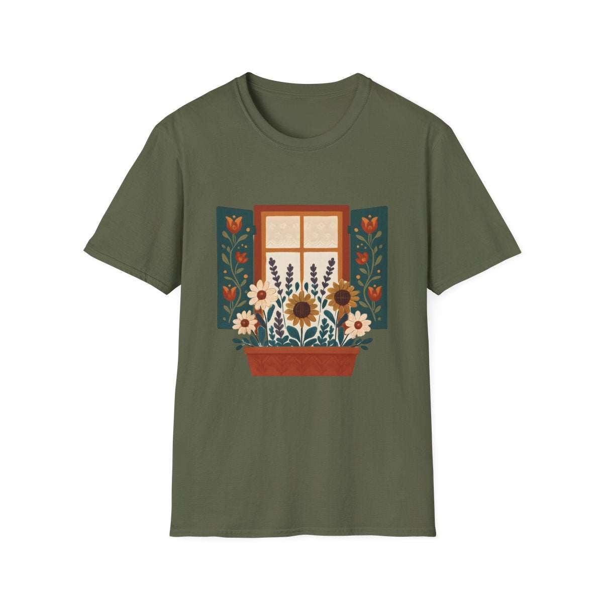 Folk Window Box Garden T-shirt